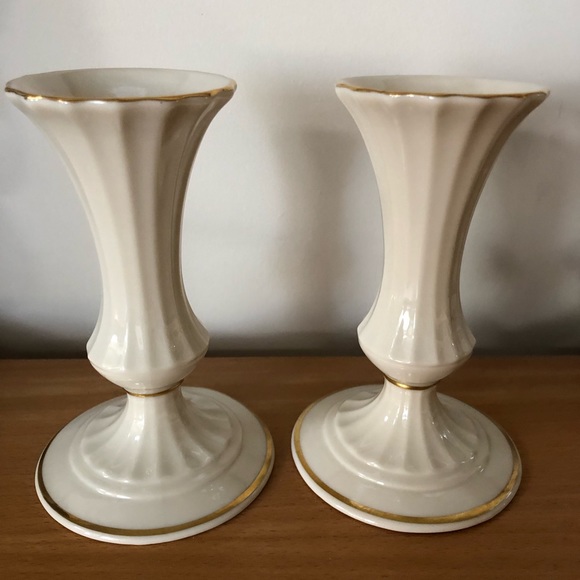 Lenox fluted classic vintage candlesticks 5”